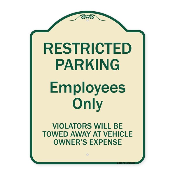 Signmission Designer Series-Restricted Parking Employees Violators Will Be Towed V, 24" x 18", TG-1824-9893 A-DES-TG-1824-9893 - main